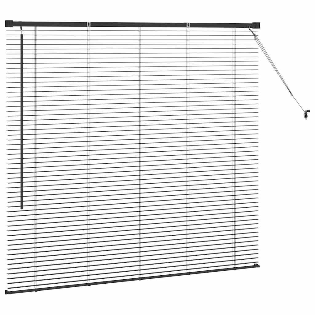 Window Blind with Curtains Manual Black Aluminium